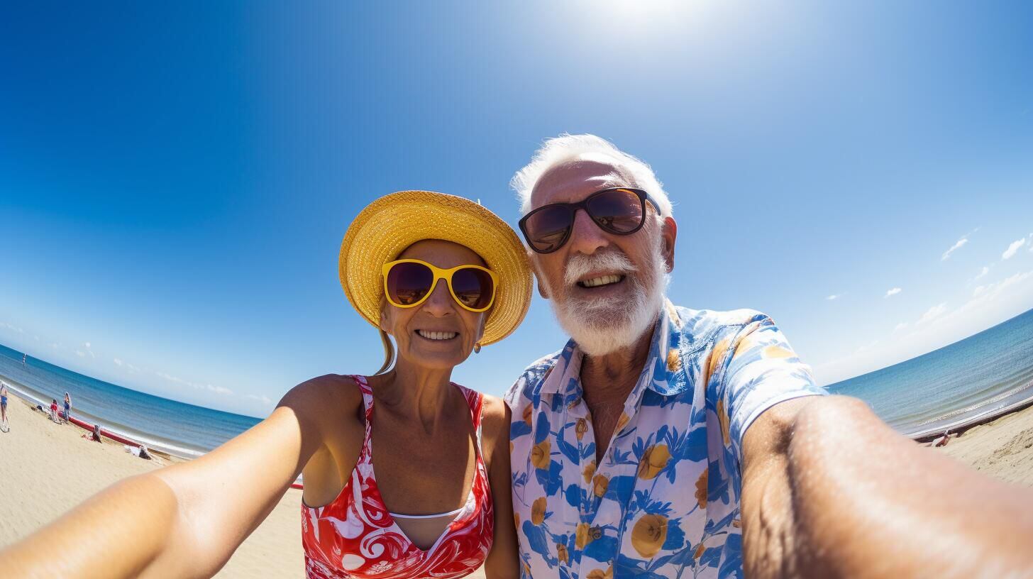 Imagen de adultos mayores disfrutando de un paseo y capturando momentos de juventud con una selfie alegre. La edad no limita la conexión y el bienestar. (Imagen ilustrativa Infobae)