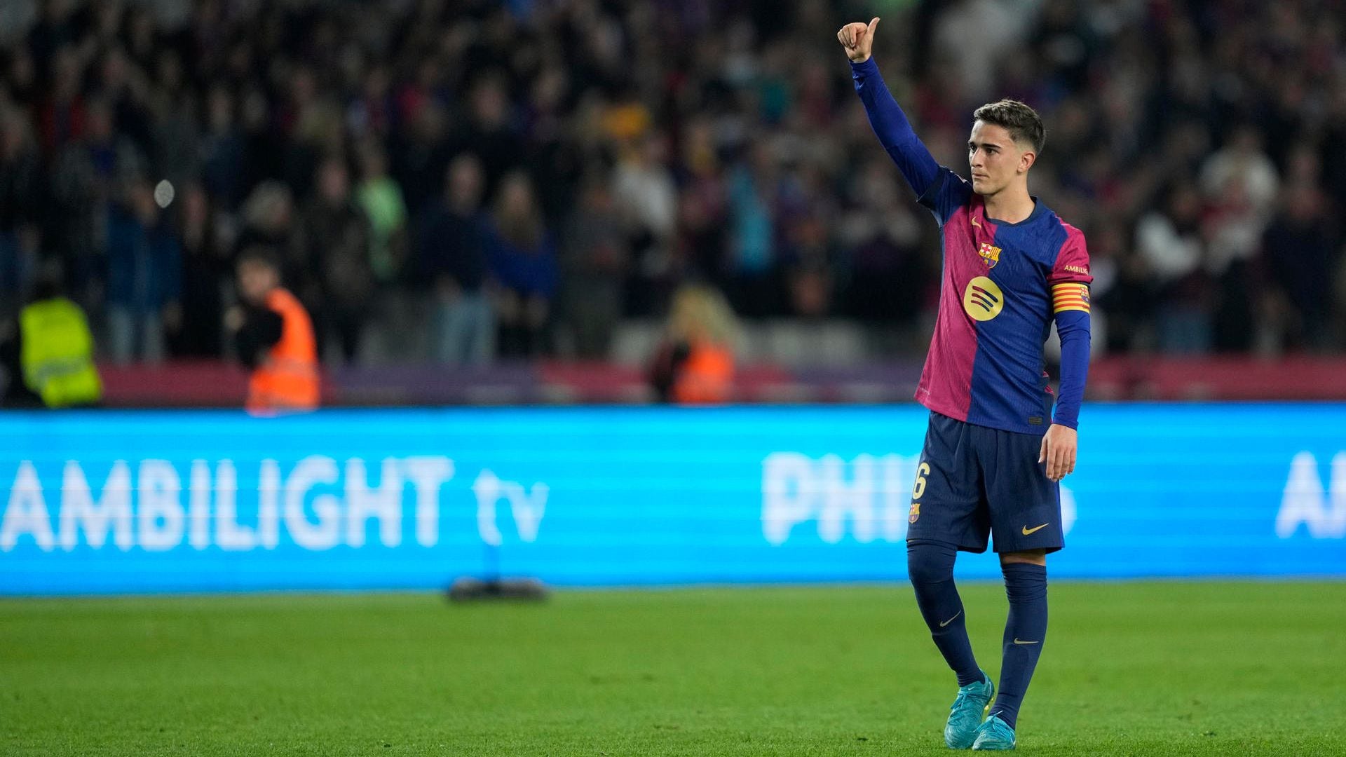 El jugador del FC Barcelona, Gavi, durante el partido ante el Sevilla (EFE/Alejandro García)