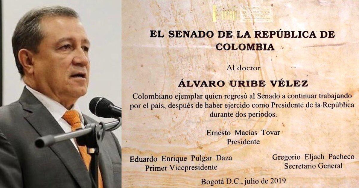 Corte Suprema abre investigación contra Ernesto Macías por placa en honor a Álvaro Uribe en el Congreso