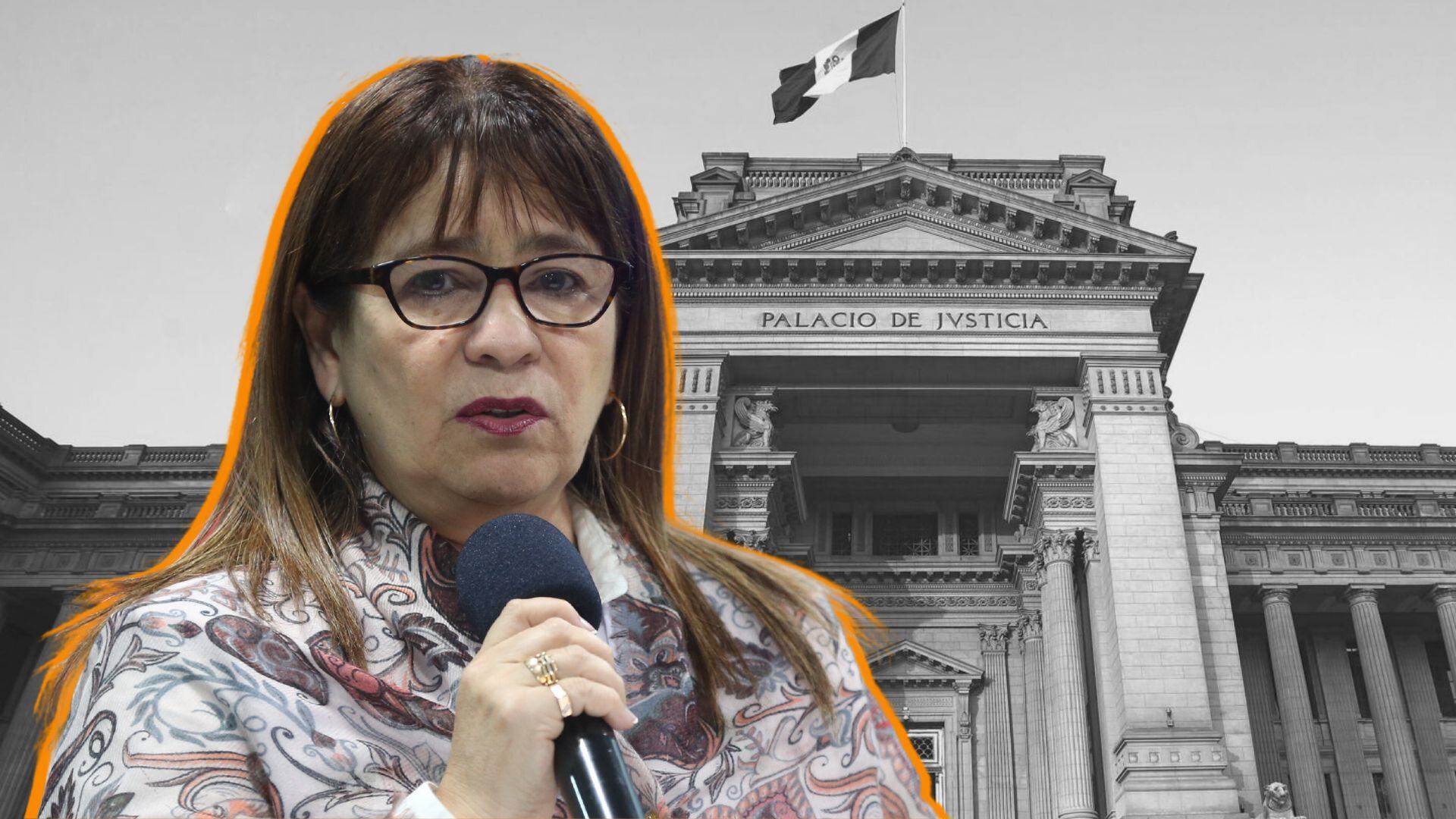 Miriam Ponce y al fondo del Poder Judicial