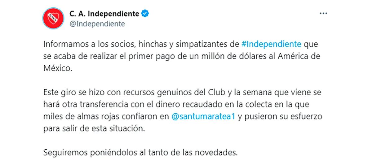 Afición de Independiente hace colecta para pagar las deudas del club