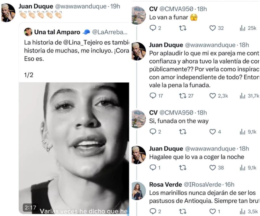 El comediante dio contundente respuesta a quienes lo criticaron por apoyar a Lina Tejeiro - crédito redes sociales