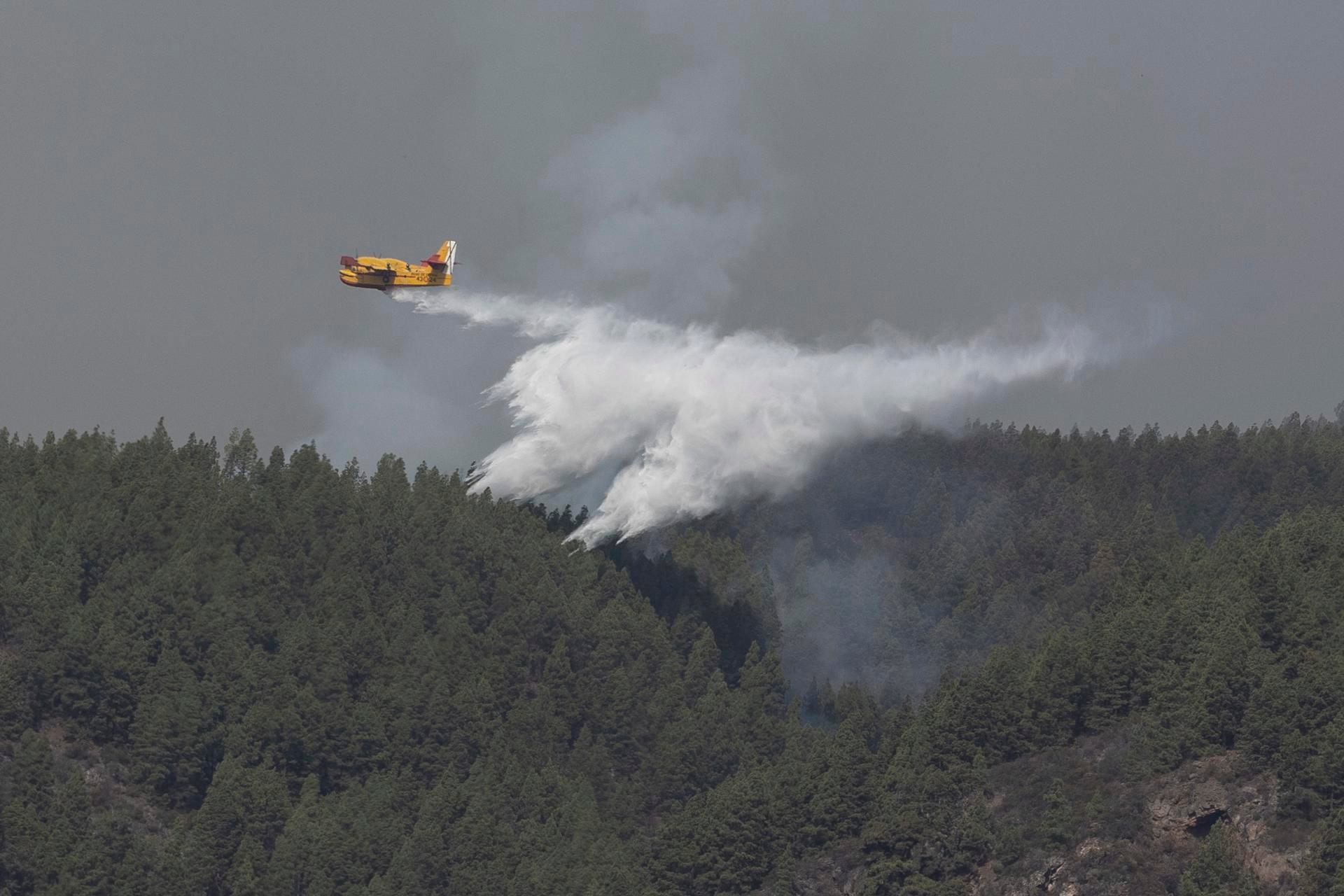 Avión hidrante combate el incendio de Tenerife. EFE/ Miguel Barreto