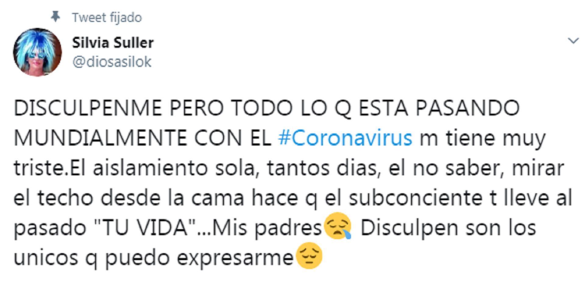 La actriz tiene casi 50 mil seguidores en Twitter, quienes son su mayor compañía durante la cuarentena total