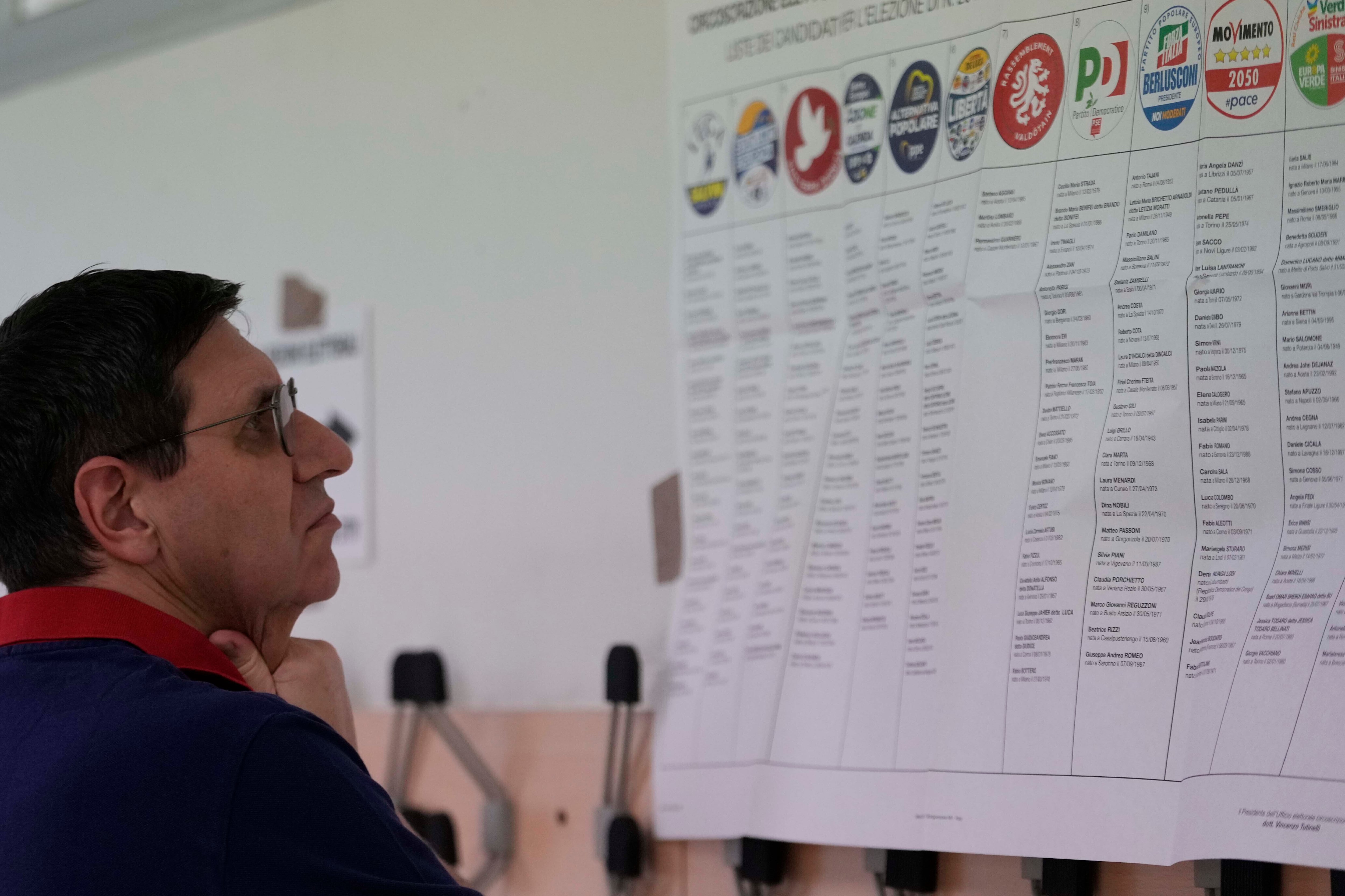 Reabren los centros de votación en el segundo día de elecciones en Italia (AP Foto/Luca Bruno)