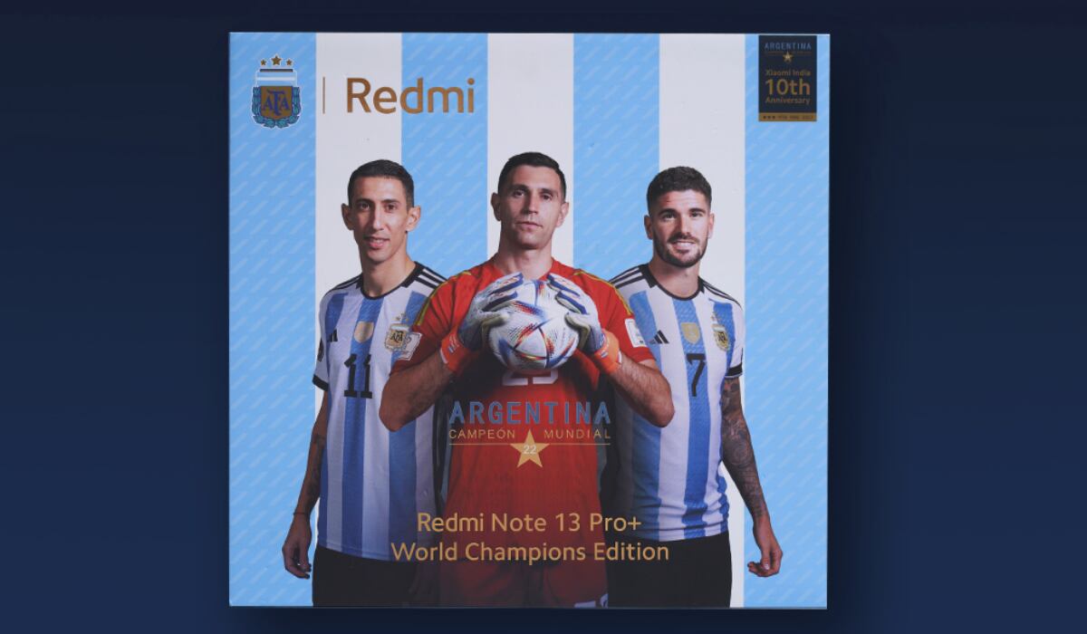 El dispositivo integra elementos icónicos de la selección como las tres estrellas en su caja. (Xiaomi)