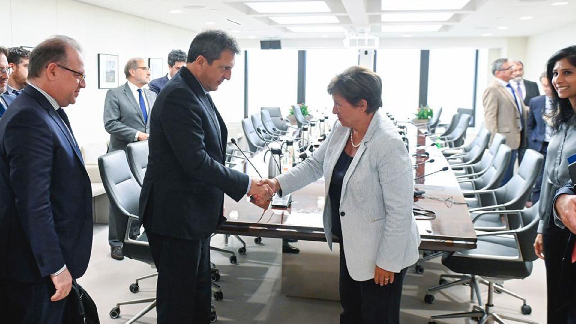 Sergio Massa y Kristalina Georgieva, en el encuentro que mantuvieron en el FMI, la semana pasada en Washington