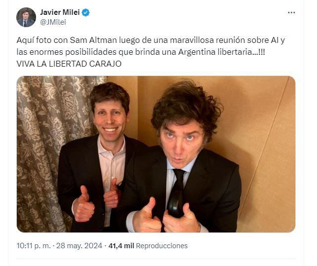 Sam Altman y Javier Milei tuit