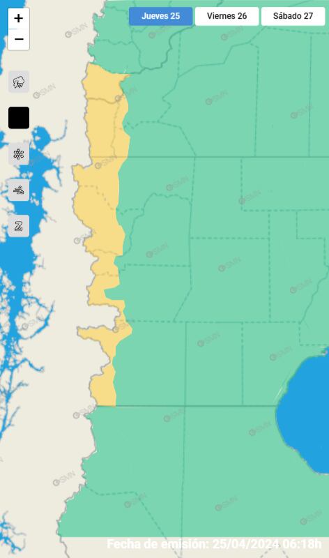 alerta amarilla 25 de abril