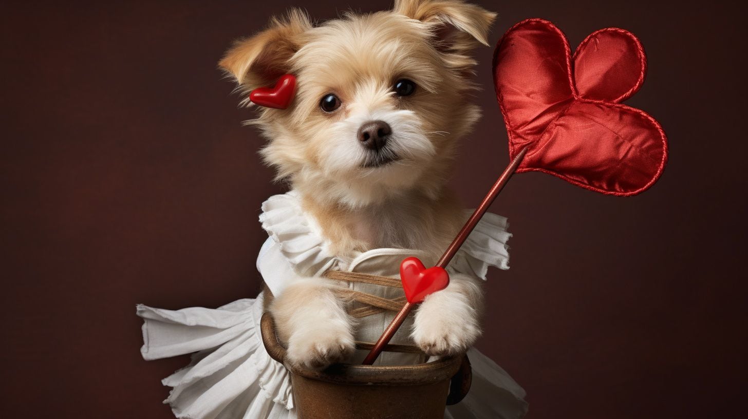 Mascotas en trajes de Cupido posando para la cámara, demostrando afecto y alegría - (Imagen Ilustrativa Infobae)