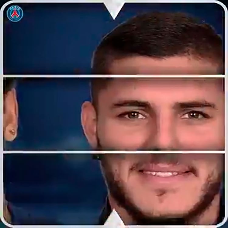 El rostro de Icardi en el tuit del PSG