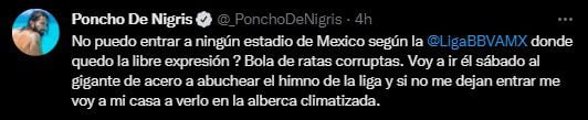 Poncho amedrentó con acudir al encuentro entre Rayados y América (Foto: Twitter/@_PonchoDeNigris)