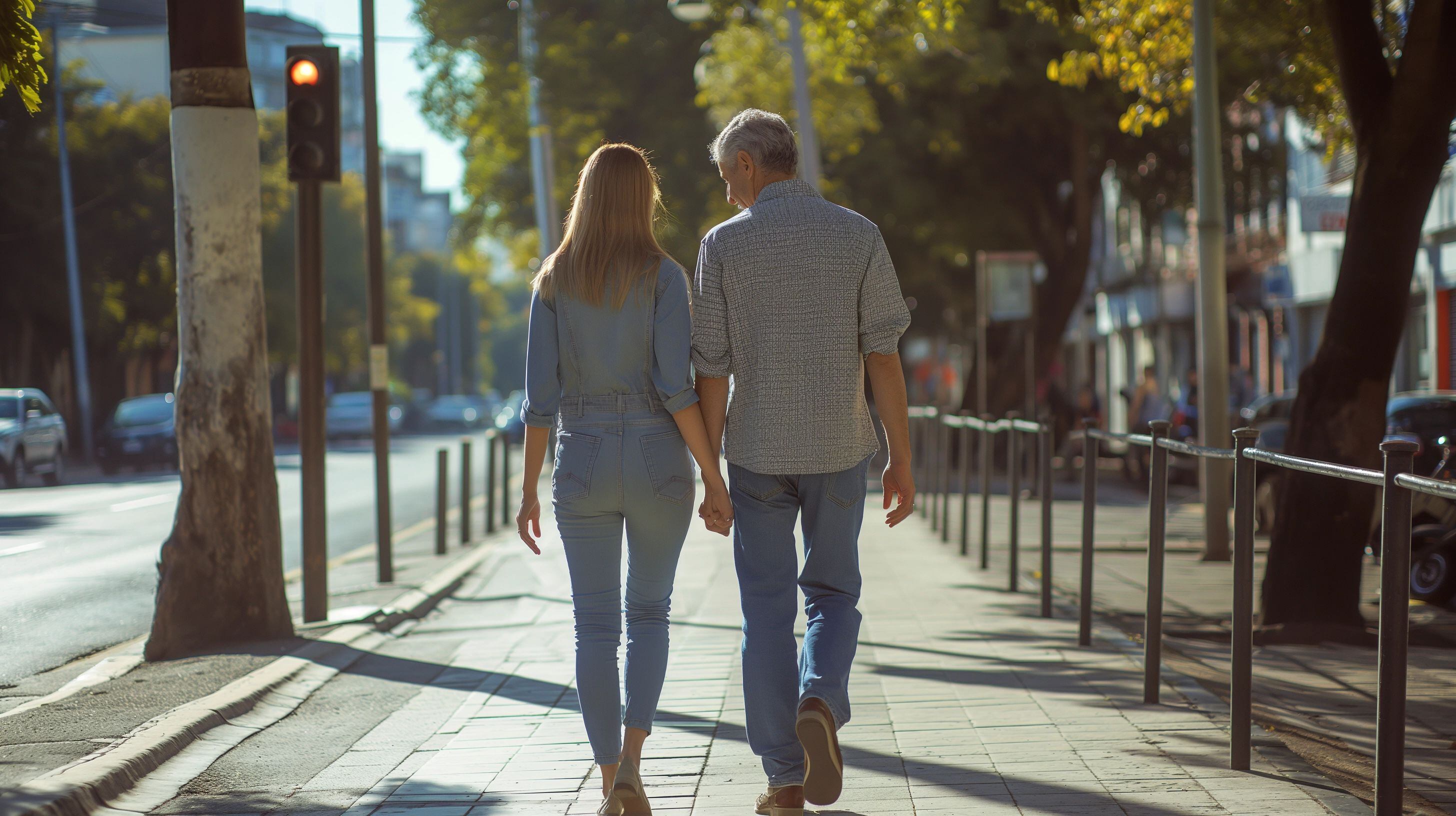 Dos personas en amor, mano a mano, avanzando juntas a lo largo de un camino urbano. La imagen destaca la unión y el compromiso entre pareja, manifestando su relación a través de este acto de cercanía y afecto. Es una representación visual de cómo el amor y el noviazgo fortalecen los lazos emocionales y el apoyo mutuo. (Imagen ilustrativa Infobae)