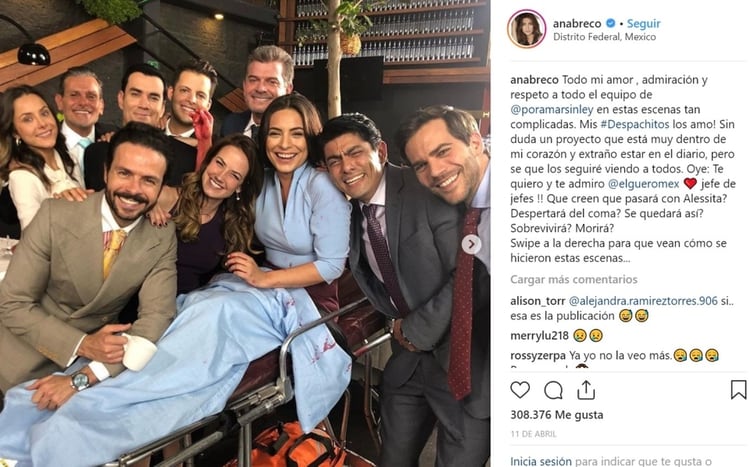 La actriz compartiÃ³ una serie de imÃ¡genes y videos de las escenas, que catalogÃ³ como las mÃ¡s difÃ­ciles para su personaje (Foto: Intagram- @anabreco)