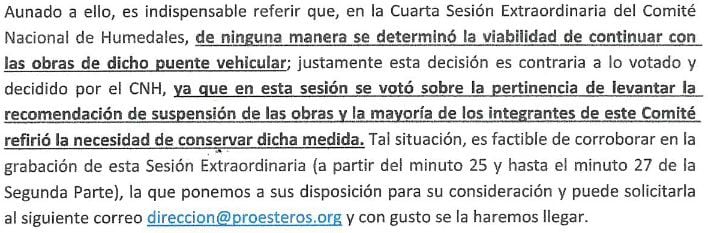 Carta del CNH dirigida al Juzgado Quinto de Distrito en Materia Administrativa de la Ciudad de México aclarando las decisiones tomadas en su Cuarta Sesión Extraordiaria.