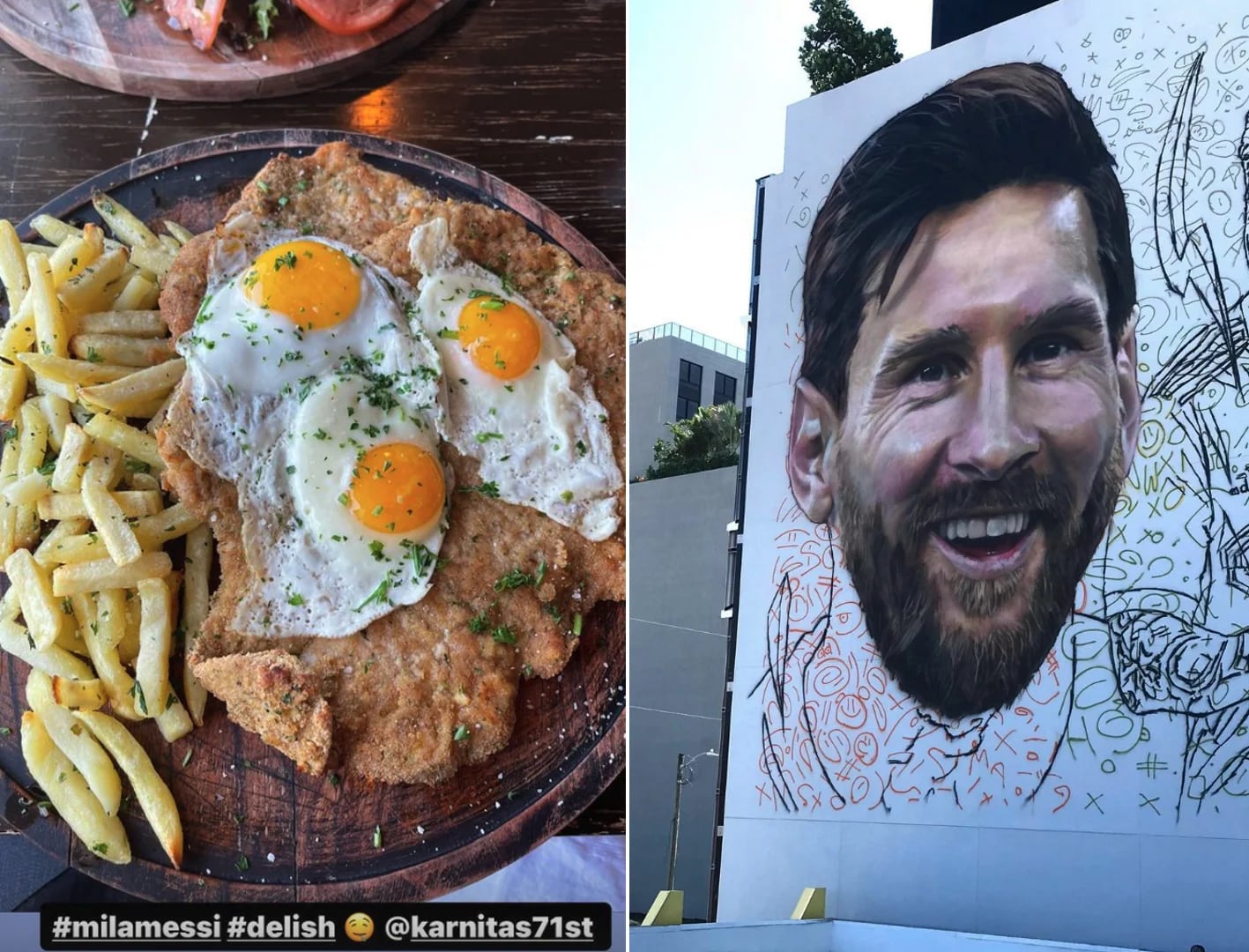 La "Milamessi" y un mural con su figura. Lionel Messi causó una revolución en Miami