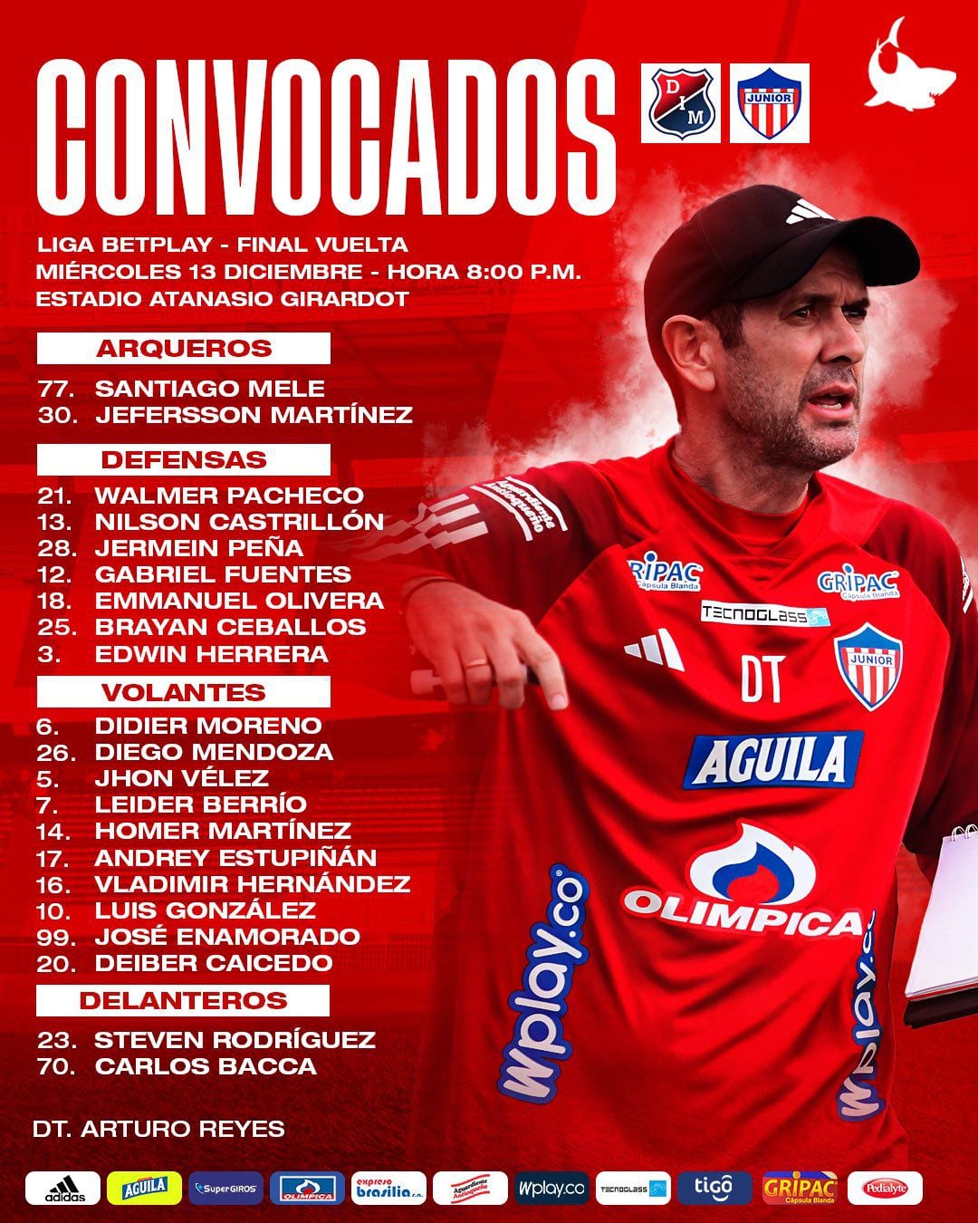 Convocados Junior FC para enfrentar a Independiente Medellín - crédito Prensa Junior FC