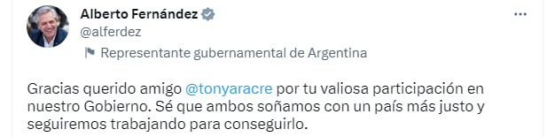 El mensaje del Presidente tras la renuncia de Aracre