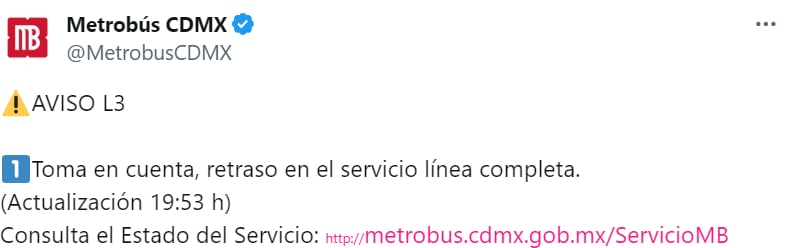 Crédito: X/@MetrobusCDMX