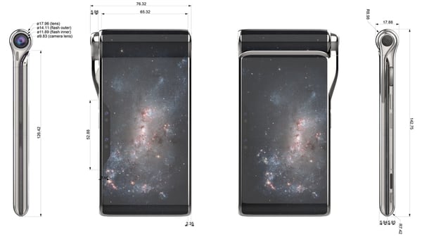 Según el diseño publicado, el Hubble Phonen será plegable y multiplantalla.