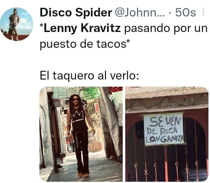 Usuario de Twitter hace meme en referencia a el puesto de tacos por el que pasó Lenny.
Imagen:
Twitter