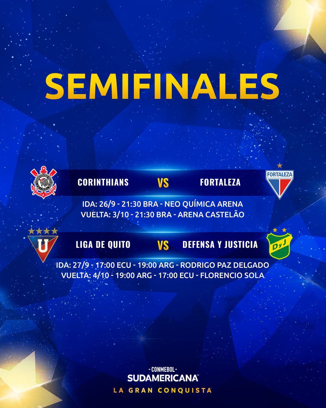 El itinerario de las semifinales de la Copa Sudamericana 2023