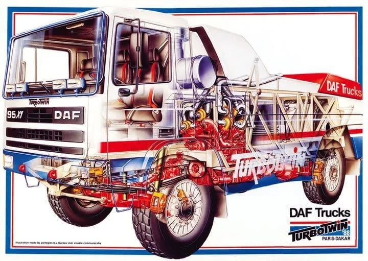 El DAF Turbo Twin al desnudo. Nótese la estructura tubular interna, uno de los motores y la aerodinámica trasera (DAF Trucks)