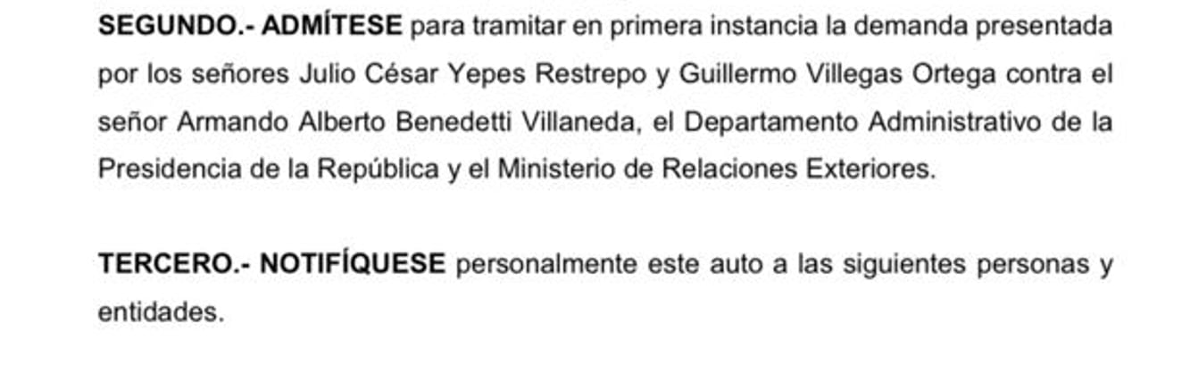 Armando Benedetti seguirá vinculado al proceso para dejar en firme, o no, su designación - crédito captura pantalla/Tribunal Administrativo de Cundinamarca