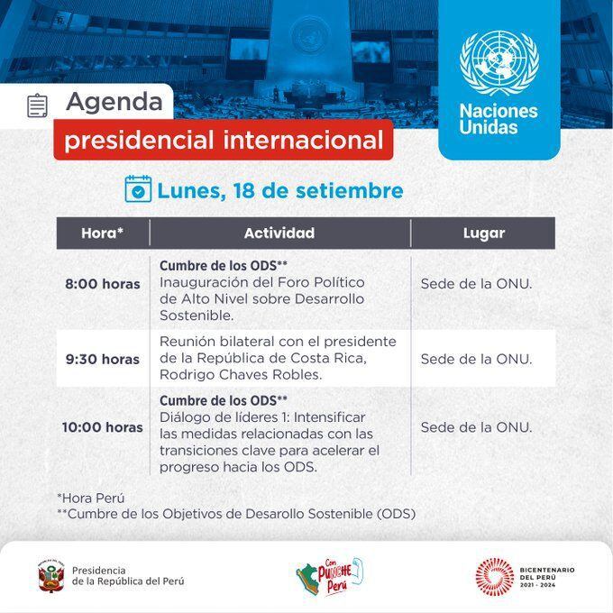 Esta es la agenda que cumple Dina Boluarte en Estados Unidos