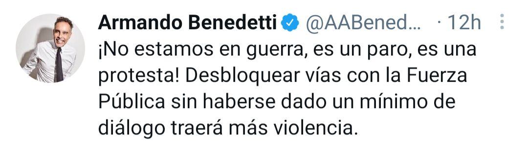 El mandatario ordenó desplegar la fuerza pública para desbloquear las vías que ya completan 21 días inmovilizadas. Foto: Twitter