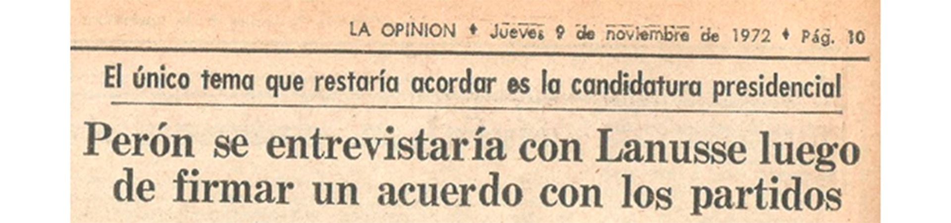 Expectativa sobre un posible encuentro Lanusse-Perón