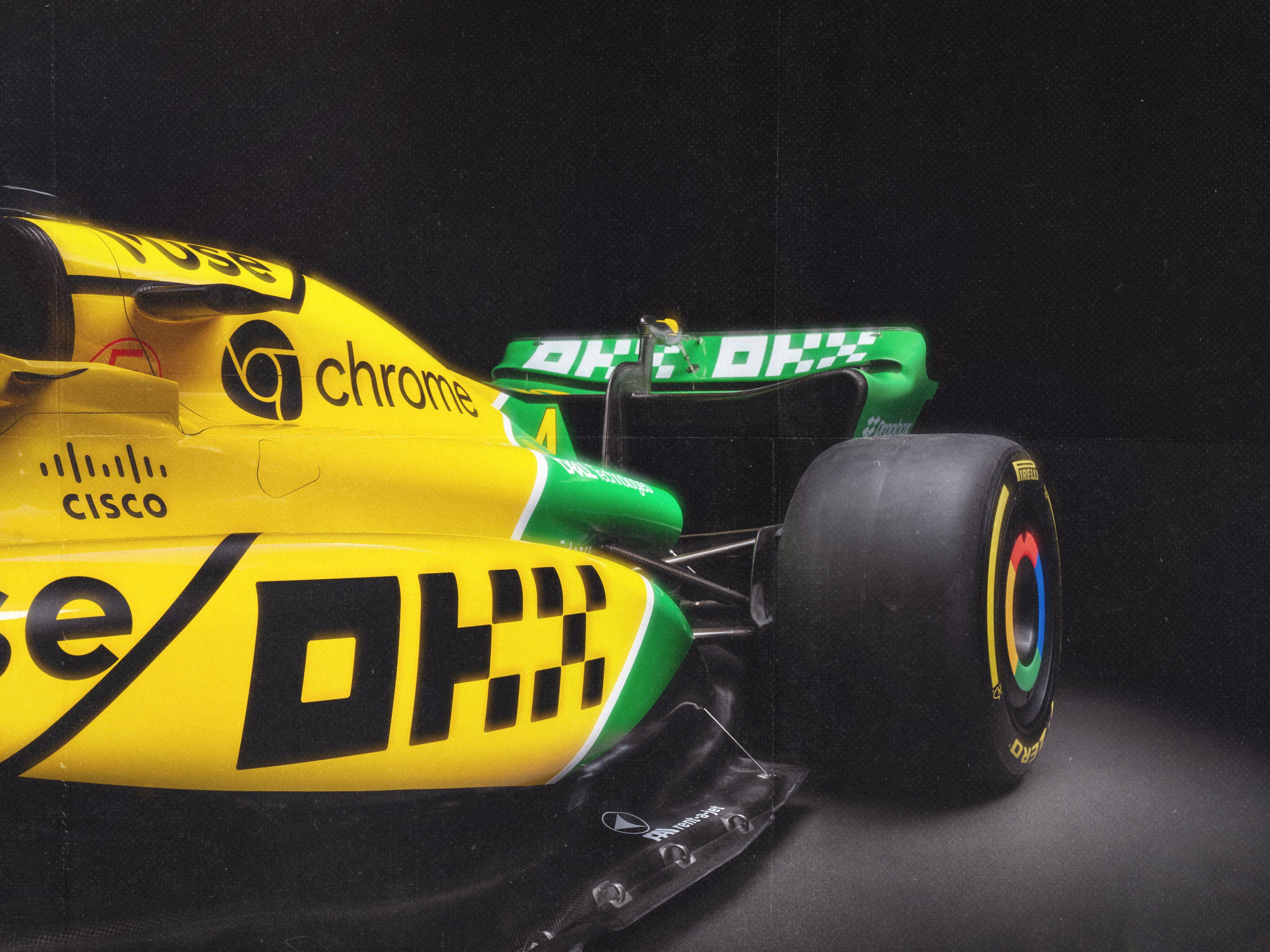 Los colores amarillo y verde predominan en el coche de McLaren en homenaje a Ayrton Senna (McLaren)