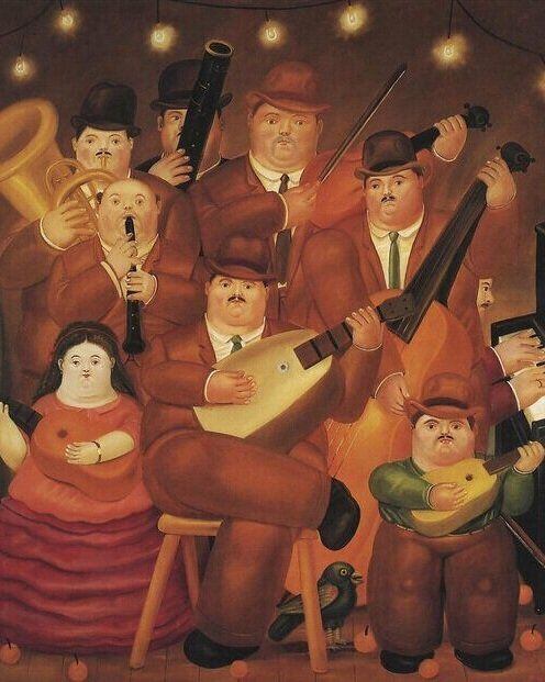 "Los músicos", la obra de Fernando Botero que acompaña la nueva novela de Mario Vargas Llosa. (Pinterest).