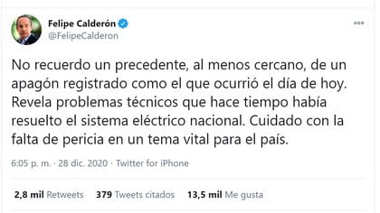 Felipe calderón arremete contra la CFE (Foto: Twitter / @felipecalderon)
