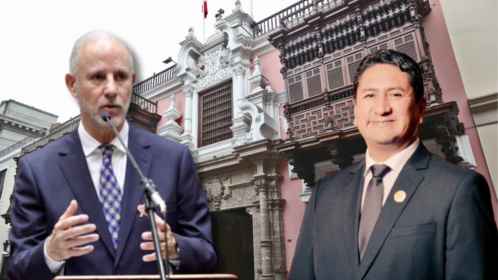 El canciller Javier González-Olaechea indicó que, si se comprueba que Vladimir Cerrón está recibiendo ayuda de agentes de un gobierno extranjero para evadir a la justicia peruana, se podría generar una crisis diplomática entre países. (Foto: Composición - Infobae/Renato Silva/Cancillería Perú/Facebook Vladimir Cerrón)