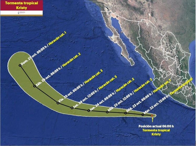 Este es el pronóstico para Kristy en las próximas horas. (SMN)