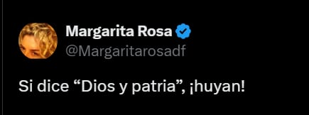 Margarita Rosa de Francisco y su indirecta a quienes apoyan a las FF.MM. - crédito @Margaritarosadf/X