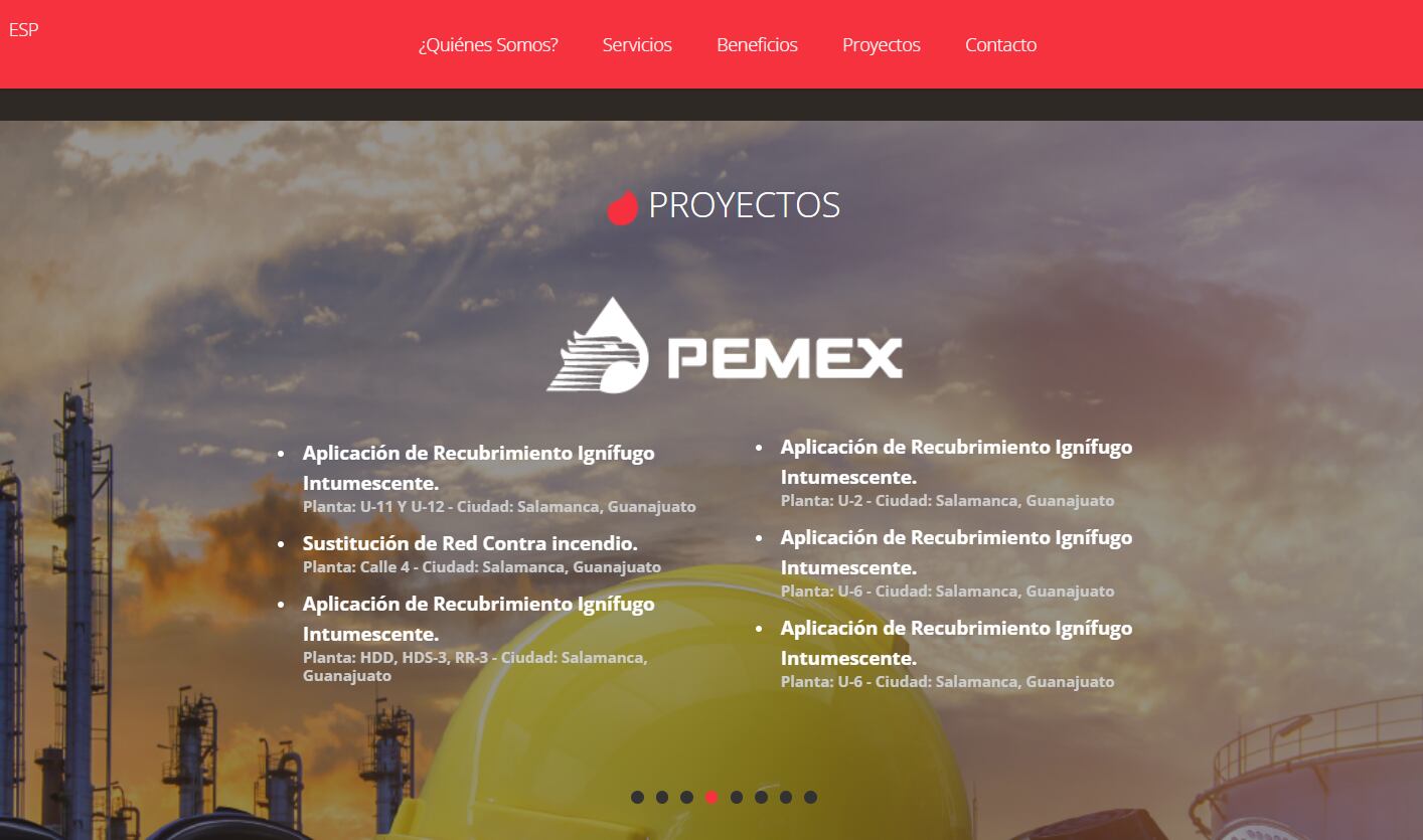 Proyectos de la empresa (captura de pantalla: página oficial de Proyecta)