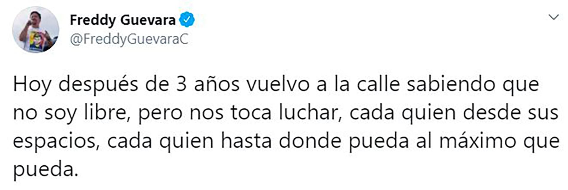 Anuncio de Guevara cuando fue indultado por el Régimen de Maduro