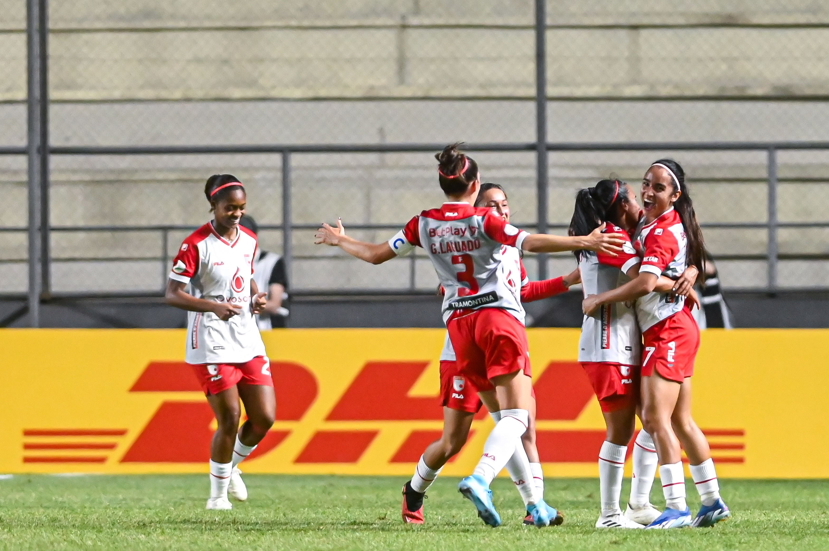 Independiente Santa Fe celebra su gol ante Dragonas en la Copa Libertadores Femenina - crédito Staff Images Woman/CONMEBOL