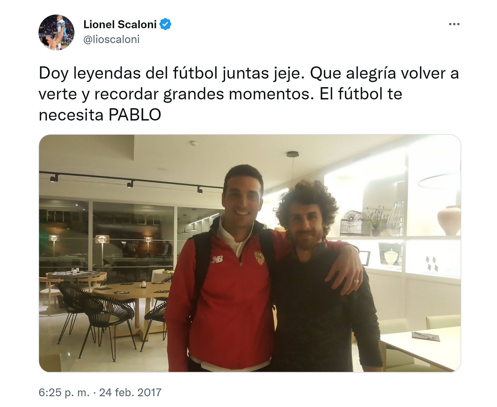 Lionel Scaloni y Pablo Aimar en el 2017