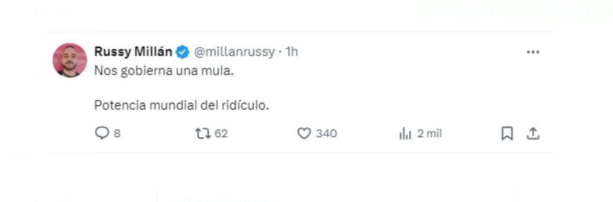 Usuarios en redes sociales se despacharon contra el presidente Petro tras sanción por revelar información confidencial - crédito @millanrussy/X