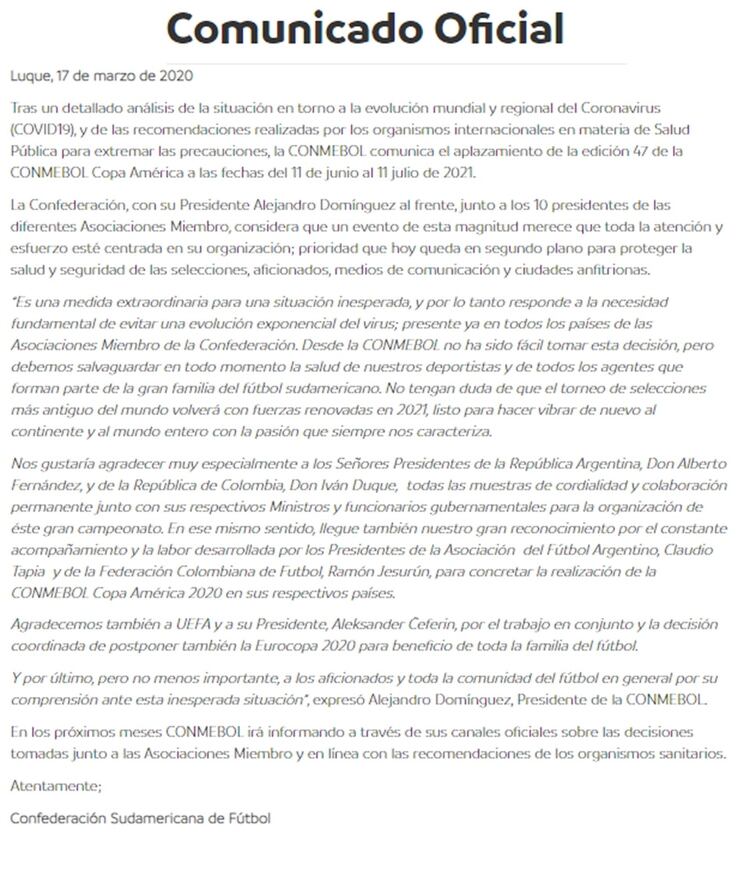 Oficial Conmebol Suspendio La Copa America Que Iban A Organizar