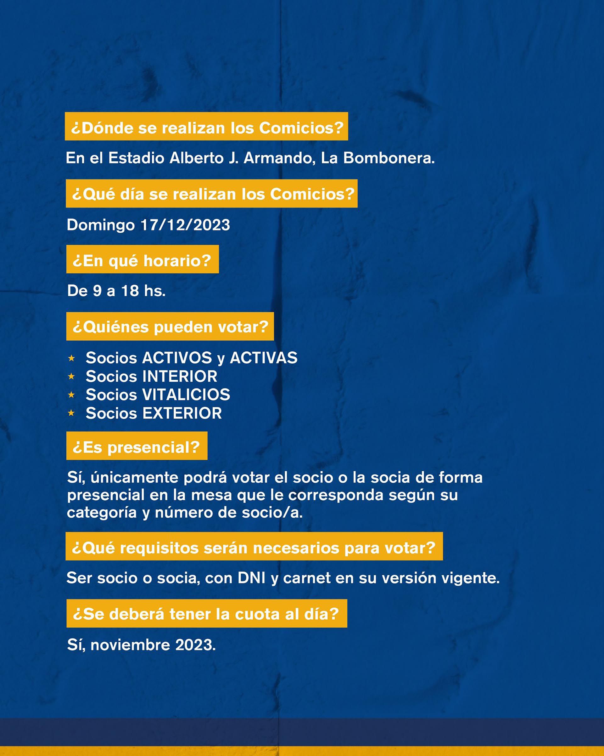 Datos para las elecciones en Boca Juniors
