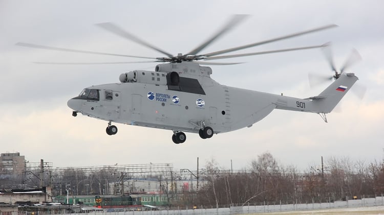 El Mil Mi-26 es un gigantesco helicóptero de carga. Puede llevar hasta 20 toneladas