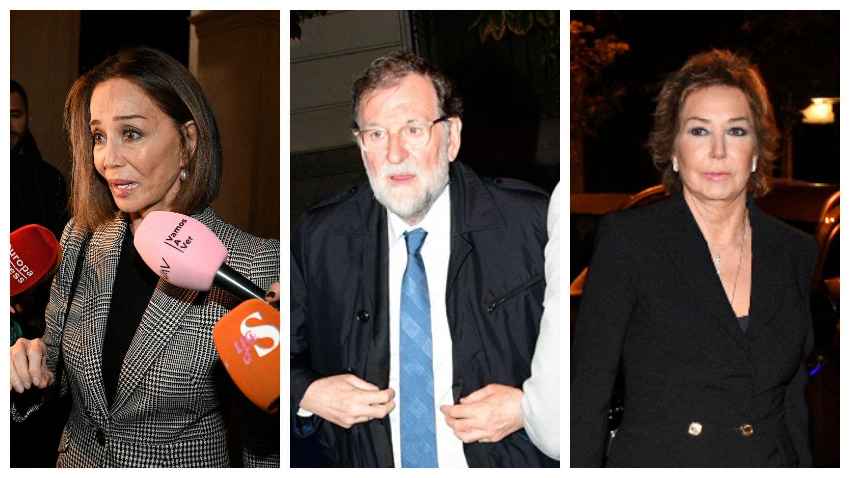 Isabel Preysler, Mariano Rajoy y Ana Rosa Quintana en la misa funeral en memoria de Fernando Fernández Tapias. (Europa Press)