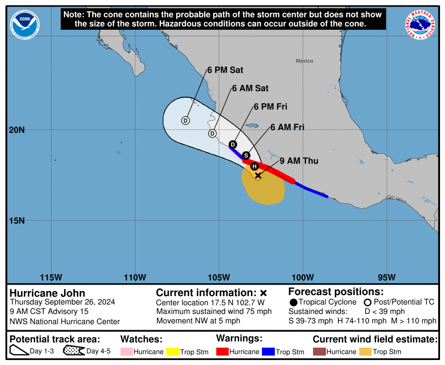 Se prevé que el ciclón impacte entre los estados de Michoacán y Colima. (NHC)