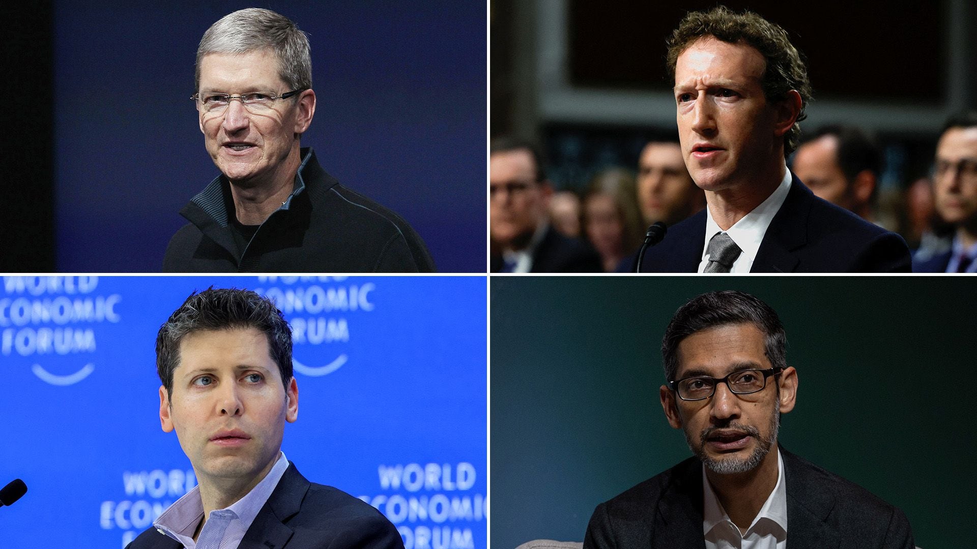 Timothy Cook - Mark Zuckerberg - Sam Altman - Sundar Pichai