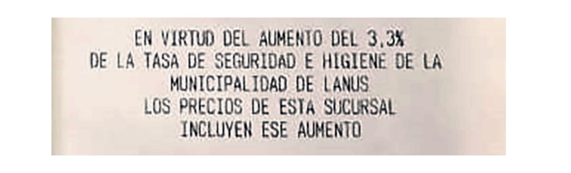 Esta es la leyenda que sale en los tickets de compra en las sucursales de Coto, Changomás y Vea de Lanús