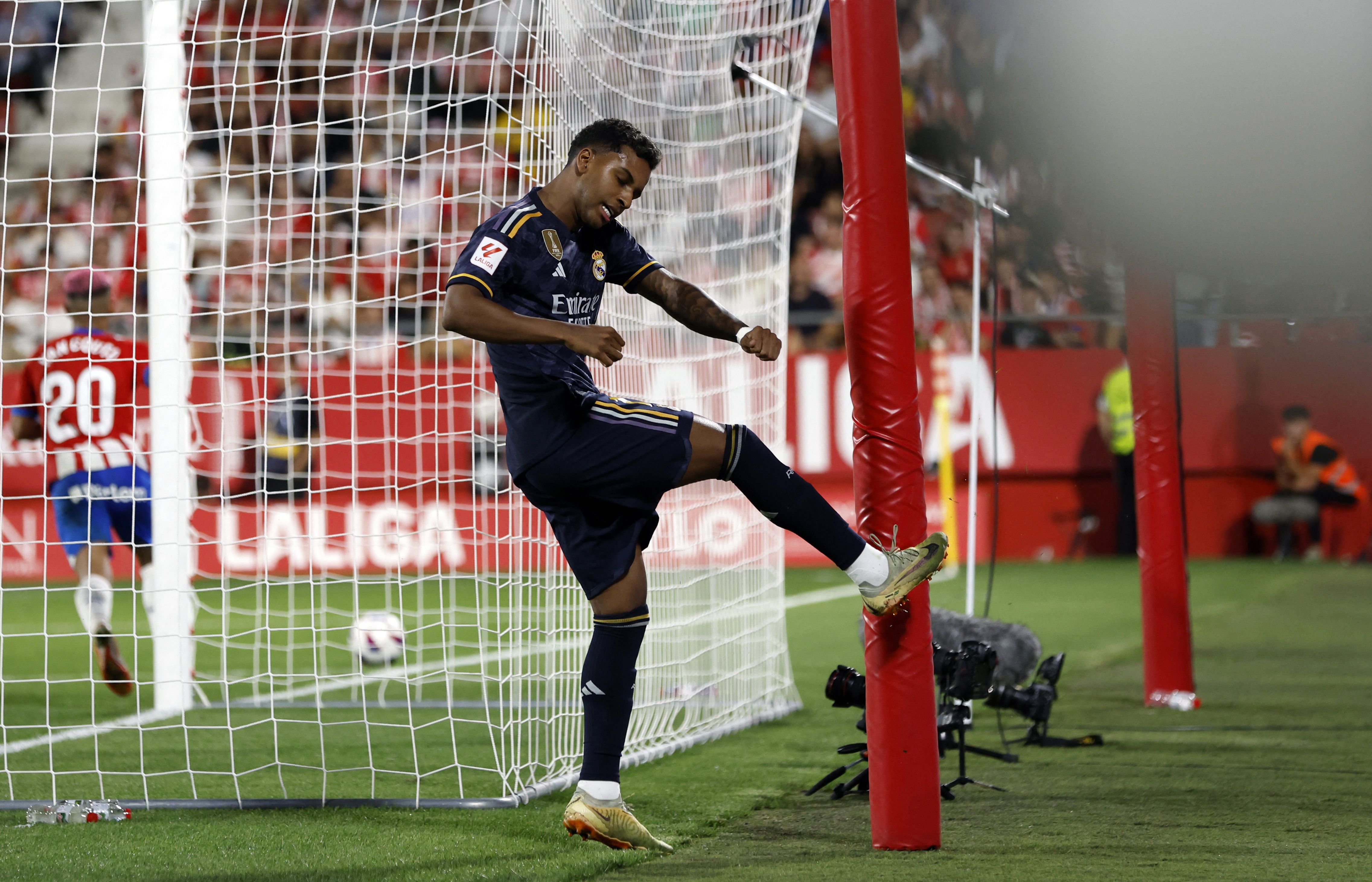 Rodrygo tras fallar una ocasión en el partido frente al Girona esta temporada. REUTERS